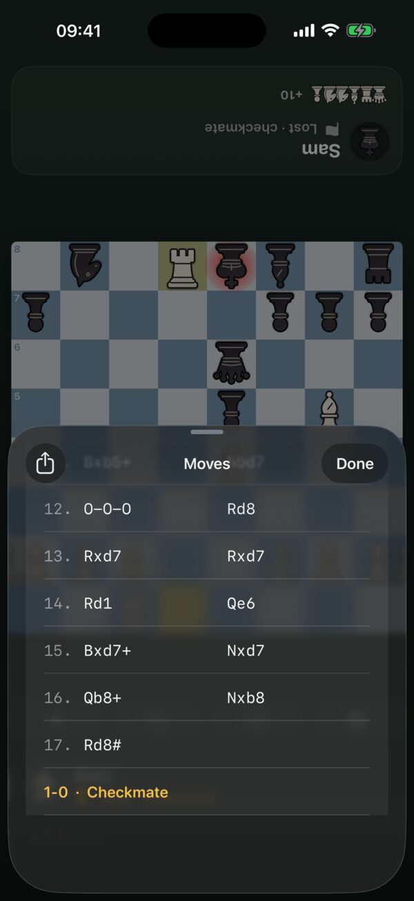 Move list in chess notation